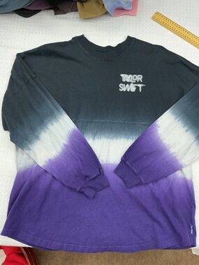 Taylor Swift Black White Purple Ombre Tie-Dye Long Sleeve Tee